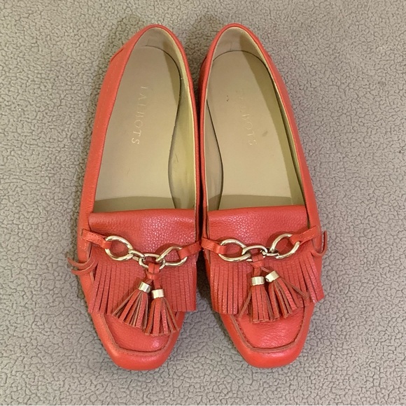 Talbots nautical red pebbled leather tassel loafers driving flats moccasins 8 - Picture 3 of 9